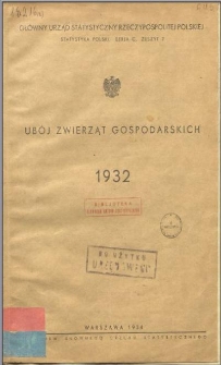 Ubój zwierząt gospodarskich 1932