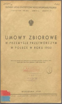 Umowy zbiorowe w przemyśle przetwórczym w Polsce w roku 1933