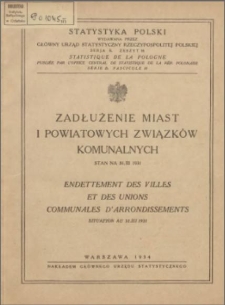Zadłużenie miast i powiatowych związków komunalnych : stan na 31.III 1931