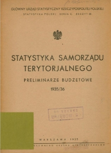 Statystyka samorządu terytorialnego: preliminarze budżetowe 1935/36