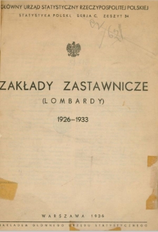 Zakłady zastawnicze (lombardy) 1926-1933