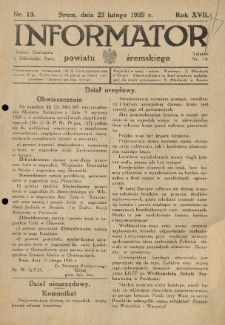 Informator Powiatu Śremskiego. 1935.02.23 R.17 Nr 13