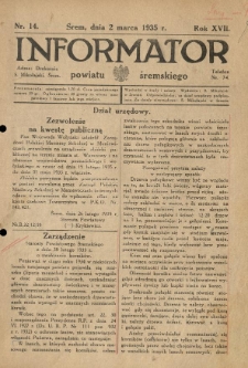 Informator Powiatu Śremskiego. 1935.03.02 R.17 Nr 14