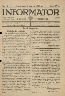 Informator Powiatu Śremskiego. 1935.03.09 R.17 Nr 16