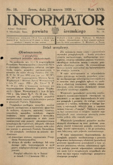 Informator Powiatu Śremskiego. 1935.03.23 R.17 Nr 18