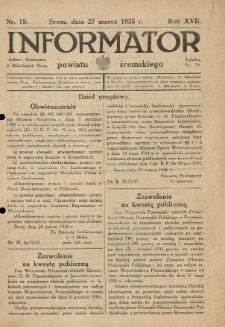 Informator Powiatu Śremskiego. 1935.03.27 R.17 Nr 19