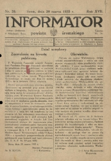 Informator Powiatu Śremskiego. 1935.03.30 R.17 Nr 20