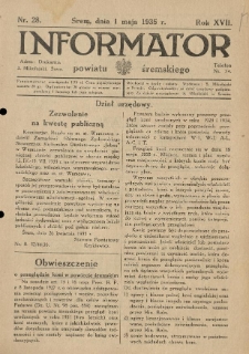 Informator Powiatu Śremskiego. 1935.05.01 R.17 Nr 28