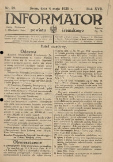 Informator Powiatu Śremskiego. 1935.05.04 R.17 Nr 29