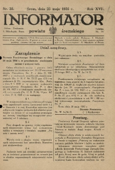 Informator Powiatu Śremskiego. 1935.05.25 R.17 Nr 35