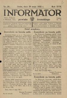 Informator Powiatu Śremskiego. 1935.05.29 R.17 Nr 36