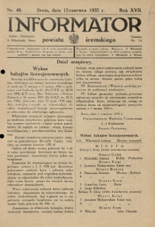 Informator Powiatu Śremskiego. 1935.06.12 R.17 Nr 40