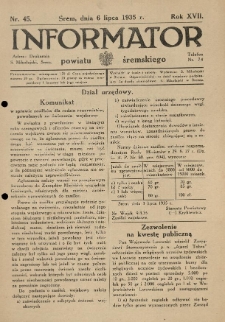 Informator Powiatu Śremskiego. 1935.07.06 R.17 Nr 45
