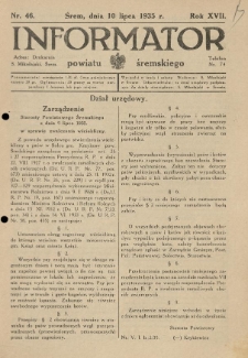 Informator Powiatu Śremskiego. 1935.07.10 R.17 Nr 46