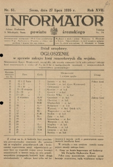 Informator Powiatu Śremskiego. 1935.07.27 R.17 Nr 51