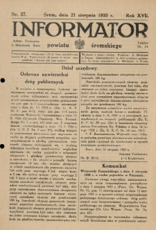 Informator Powiatu Śremskiego. 1935.08.21 R.17 Nr 57