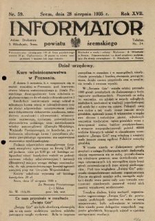 Informator Powiatu Śremskiego. 1935.08.28 R.17 Nr 59
