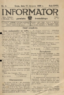Informator Powiatu Śremskiego. 1936.01.11 R.18 Nr 2