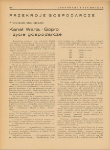 Kanał Warta - Gopło i życie gospodarcze