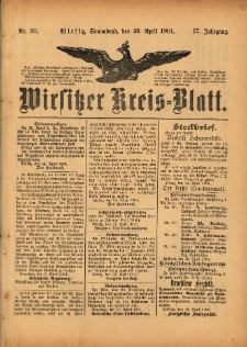Wirsitzer Kreis-Blatt: herausgegeben vom Königlichen Landraths-Amte 1901.04.20 Jg.57 Nr30