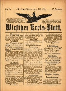 Wirsitzer Kreis-Blatt: herausgegeben vom Königlichen Landraths-Amte 1901.05.01 Jg.57 Nr33