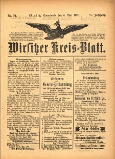 Wirsitzer Kreis-Blatt: herausgegeben vom Königlichen Landraths-Amte 1901.05.04 Jg.57 Nr34