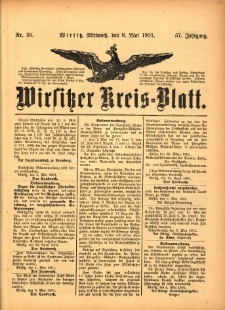 Wirsitzer Kreis-Blatt: herausgegeben vom Königlichen Landraths-Amte 1901.05.08 Jg.57 Nr35