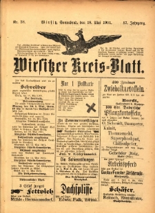 Wirsitzer Kreis-Blatt: herausgegeben vom Königlichen Landraths-Amte 1901.05.18 Jg.57 Nr38