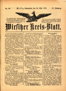 Wirsitzer Kreis-Blatt: herausgegeben vom Königlichen Landraths-Amte 1901.05.25 Jg.57 Nr40