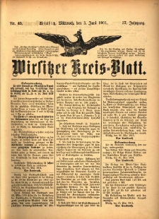 Wirsitzer Kreis-Blatt: herausgegeben vom Königlichen Landraths-Amte 1901.06.05 Jg.57 Nr43