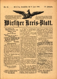 Wirsitzer Kreis-Blatt: herausgegeben vom Königlichen Landraths-Amte 1901.06.08 Jg.57 Nr44