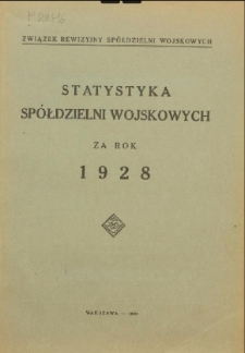 Statystyka Spółdzielni Wojskowych za rok 1928