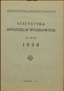 Statystyka Spółdzielni Wojskowych za rok 1930