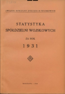 Statystyka Spółdzielni Wojskowych za rok 1931