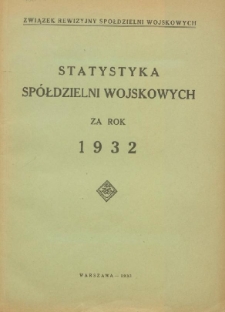 Statystyka Spółdzielni Wojskowych za rok 1932