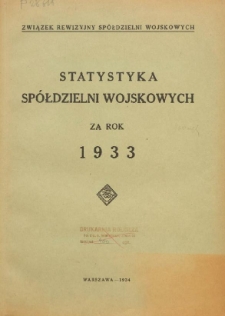 Statystyka Spółdzielni Wojskowych za rok 1933