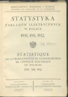 Statystyka zakładów elektrycznych w Polsce 1930, 1931, 1932