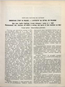 Inwentarz żywy. Spis koni, bydła rogatego, trzody chlewnej i owiec w 1927 roku