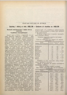 Zasiewy i zbiory w roku 1925-26