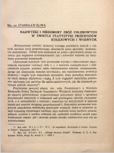 Nadwyżki i niedobory zbóż chlebowych w świetle statystyki przewozów kolejowych i wodnych