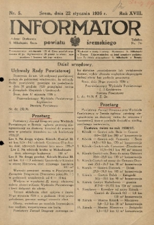 Informator Powiatu Śremskiego. 1936.01.22 R.18 Nr 5