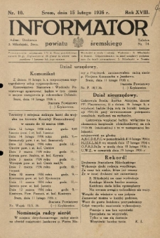 Informator Powiatu Śremskiego. 1936.02.15 R.18 Nr 10