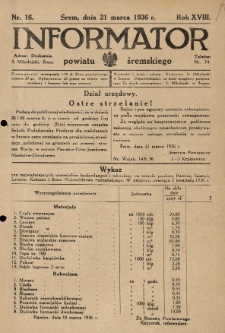 Informator Powiatu Śremskiego. 1936.03.21 R.18 Nr 16
