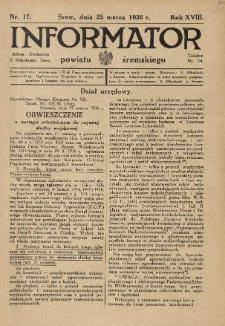 Informator Powiatu Śremskiego. 1936.03.25 R.18 Nr 17
