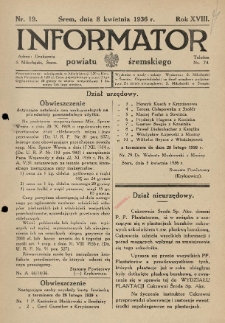 Informator Powiatu Śremskiego. 1936.04.08 R.18 Nr 19