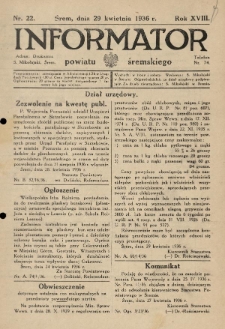 Informator Powiatu Śremskiego. 1936.04.29 R.18 Nr 22