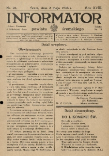 Informator Powiatu Śremskiego. 1936.05.02 R.18 Nr 23