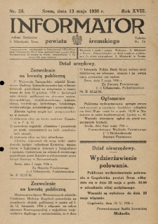 Informator Powiatu Śremskiego. 1936.05.13 R.18 Nr 26