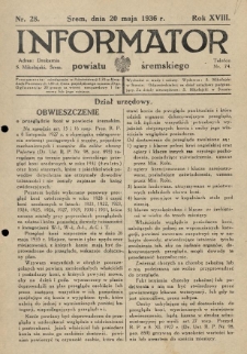 Informator Powiatu Śremskiego. 1936.05.20 R.18 Nr 28