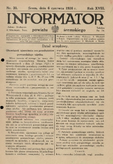 Informator Powiatu Śremskiego. 1936.06.06 R.18 Nr 30